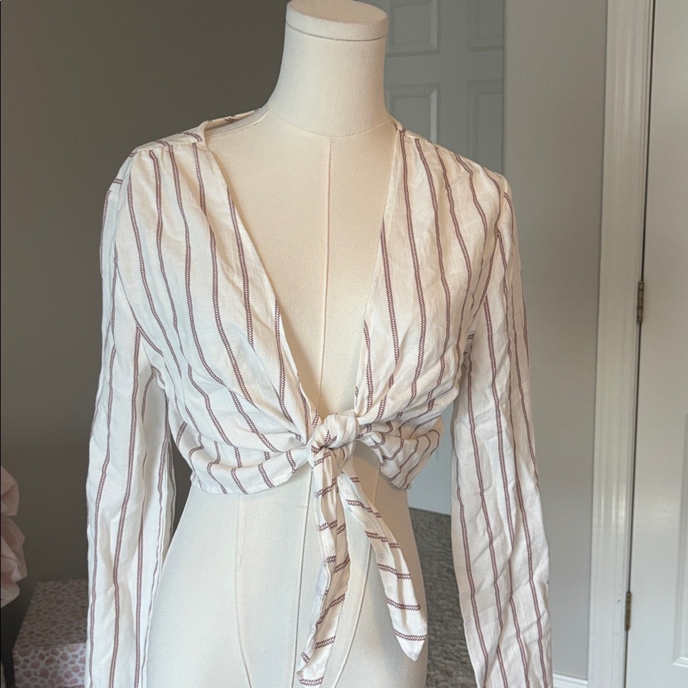 Urban outfitters Striped Tie-Front Blouse